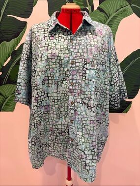 Vintage SIDEOUT Purple, Green, Blue Wacky Patterned Button-Up Shirt